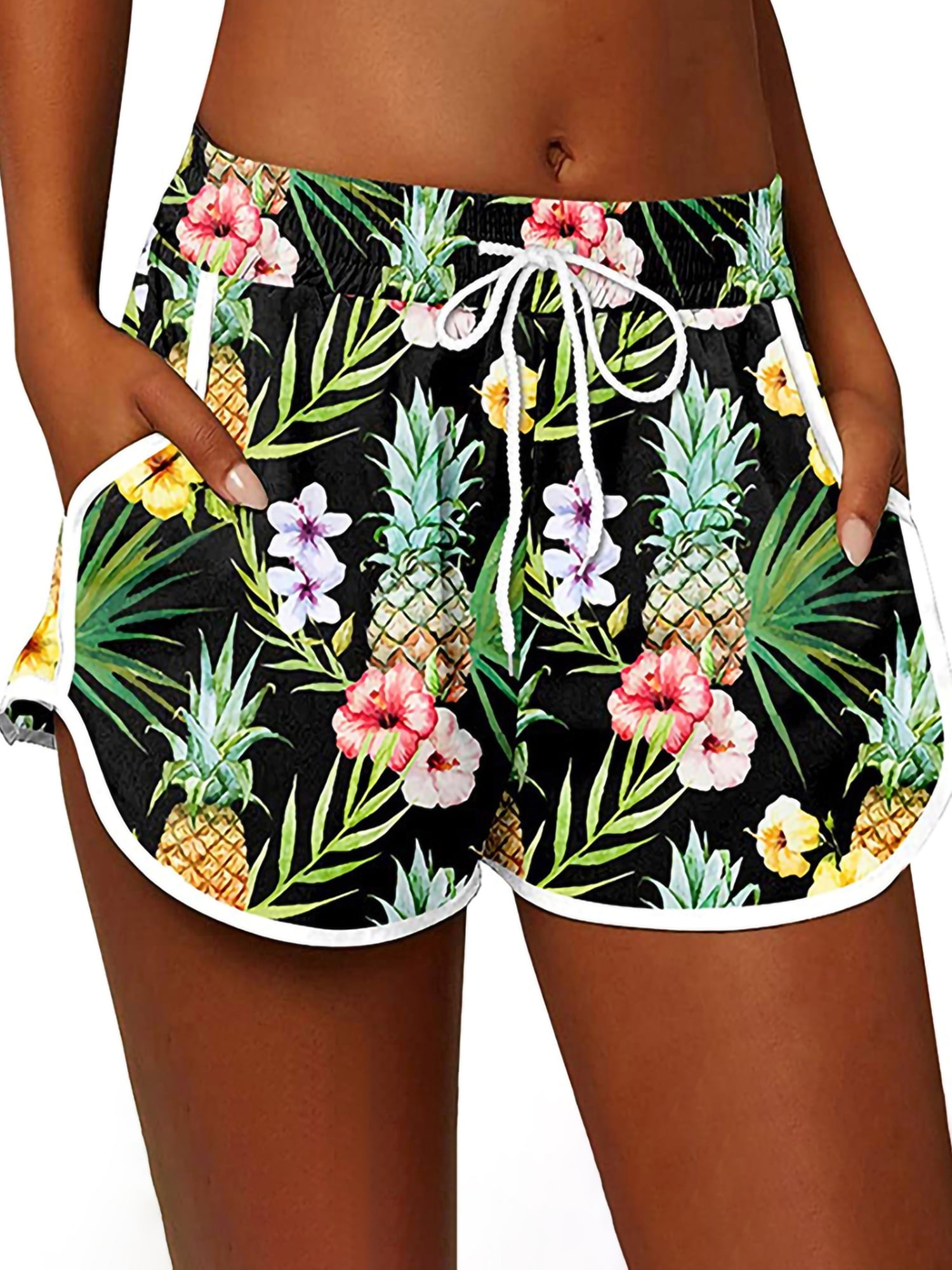 Summer Board Shorts for Women Boho Floral Beachwear Tankini Bikini Bottoms  Swim Trunks Loose Casual Swimwear Holiday Hawaiian Shorts