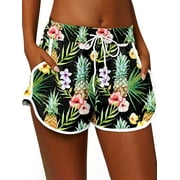 Summer Board Shorts for Women Boho Floral Beachwear Tankini Bikini Bottoms Swim Trunks Loose Casual Swimwear Holiday Hawaiian Shorts