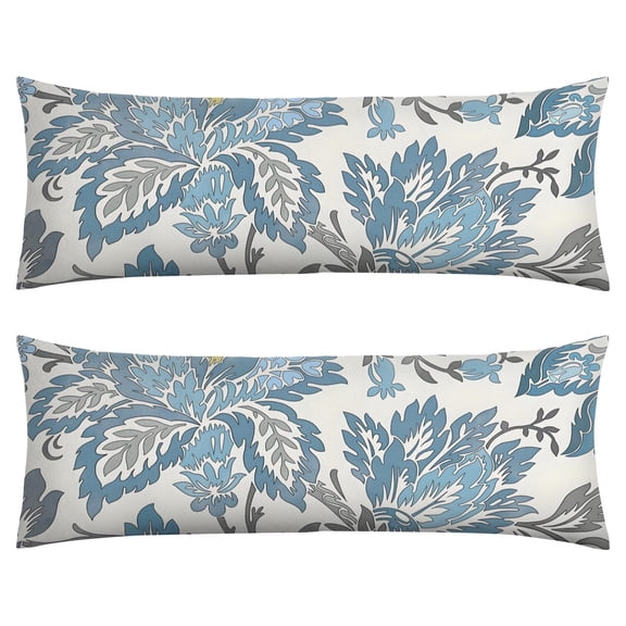Summer Body Pillow Cover 20x54 - Tropical Flower Leaves Long Pillow Case with Zipper - Soft Breathable Maternity Pillowcase - Full Body Pillow Protector - Aesthetic Bed Pillow Cover
