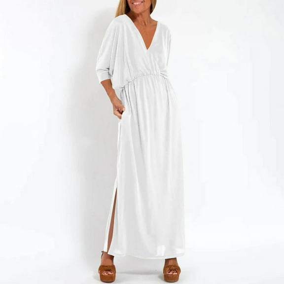 Summer Boho Dresses For Women 2026 Casual Sleeveless Back Solid Color Tank Dress Summer Fashion Outfits — White∣2XL