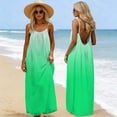 thumbnail image 1 of Summer Boho Long Dress Womens Sleeveless Backless Spaghetti Strap Cami Flowy Maxi Sundress for Summer Beach Holiday Wear Green M, 1 of 9