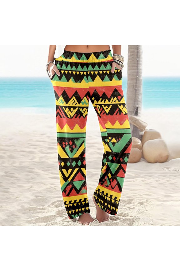 Summer Boho Palazzo Pants High Waist Wide Leg Floral Casual Trousers With Pockets Stretch Pants for Women Work Casual All Day Wear Pants Women Casual Summer Womens Work Clothes Business Casual Pants