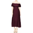thumbnail image 1 of Summer Boho Peasant Ruffle Stretchy Short Sleeve Long Beach Maxi Dress for Women, 1 of 5