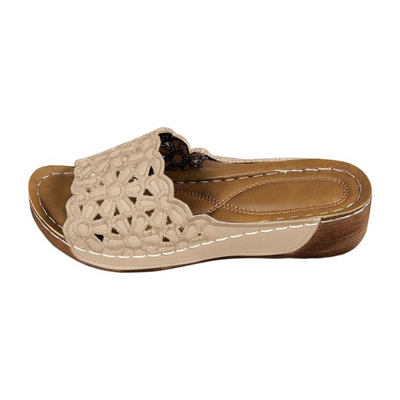 Fukaraa Women's Comfortable Wedges Boho Hollow Out Sandals Summer