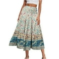 thumbnail image 1 of Summer Boho Skirts for Women Plus Size Elastic High Waisted Casual Daily Full Long Skirts Sundresses for Women Beach Fashion Mint Green L, 1 of 6