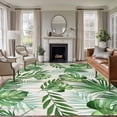 thumbnail image 1 of Summer Botanical Area Rugs 5'x8', Washable Small Throw Rugs for Classroom Bedroom, Green Monstera Palm Leaves Wood Beige Indoor Outdoor Rug Non-Slip Low Pile Carpet Runner Reversible Floor Mats, 1 of 8