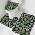thumbnail image 1 of Summer Botanical Bathroom Rugs Set Tropical Saguaro Opuntia Green Cactus Black Non Slip Absorbent Soft Bath Mats 3 Piece Set with Bathroom Rug, U-Shaped Floor Mat, Toilet Seat Cover Small Size, 1 of 9