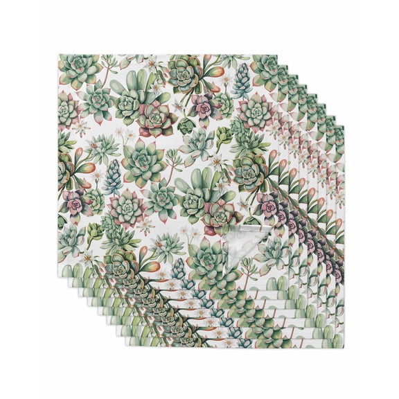 Summer Botanical Cloth Napkins Set of 8 Reusable Dinner Napkins, Farmhouse Retro Garden Plants Watercolor Cocktail Napkin Washable Table Napkins for Wedding/Holiday Party/Baby Shower 20"x20"