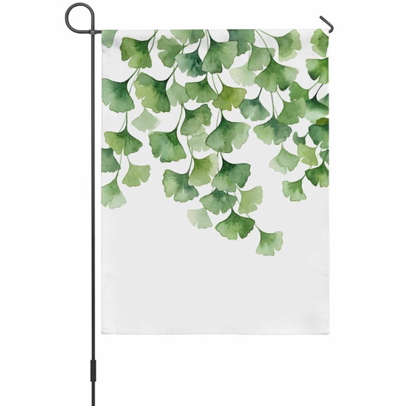 Summer Botanical Garden Flag 12 x 18 Inches, Watercolor Gradient Green Leaves Farmhouse Weather Proof Outdoor Patio Flags Double Sided Small Garden Decoration for Yard Outside Home