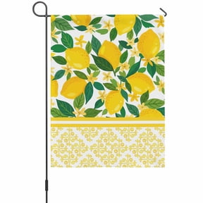 Summer Botanical Garden Flag 12 x 18 Inches, Watercolor Lemons Leaves Yellow Traditional Ethic Weather Proof Outdoor Patio Flags Double Sided Small Garden Decoration for Yard Outside Home