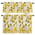 thumbnail image 1 of Summer Botanical Kitchen Curtains Valances and Tiers Set of 3 Lemons Abstractions Fruit Silhouette Yellow Stripes Tier Curtains and Valance with Rod Pocket for Small Windows, 27.5"x36", 1 of 9