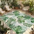 thumbnail image 1 of Summer Botanical Outdoor Rug for Patio/Deck/Porch, Non-Slip Large Area Rug 5 x 7 Ft, Green Monstera Palm Leaves Wood Beige Indoor Outdoor Rugs Washable Area Rugs, Reversible Camping Rug Carpet Runner, 1 of 8