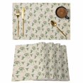 thumbnail image 1 of Summer Botanical Placemats Set of 4, Green Spring Floral Birds Rustic Placemats for Dining Table, Place Mats for Kitchen Tabletop, Waterproof Wipeable Dining Table Mats Set, 1 of 9