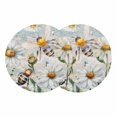 thumbnail image 1 of Summer Botanical Round 13 Inch Placemats Set of 2, White Daisy Botanical Bee Farmhouse HeatResistant Non Slip Place Mats for Dining Table, Wipeable Braided Kitchen Table Mats for Housewarming, 1 of 9