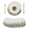 thumbnail image 1 of Summer Botanical Round 15 Inch Placemats Set of 6, Tropical Cactus Succulents Gray Plaid HeatResistant Non Slip Place Mats for Dining Table, Wipeable Braided Kitchen Table Mats for Housewarming, 1 of 9