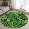 thumbnail image 1 of Summer Botanical Round Living Room Rugs 3.3 ft, Watercolor Green Monstera Deliciosa Tropical Plants Washable Area Rug with Non-Slip Sturdy Edge Binding Round Front Door Mat Floor Carpet for Entryway, 1 of 9