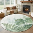 thumbnail image 1 of Summer Botanical Round Rug 8ft Washable Circle Rugs Non Slip Green Palm Leaves Tropical Plant Large Area Rug Indoor Floor Carpet for Bedroom Kitchen Living Room Home Office Dining Room Nursery, 1 of 8