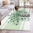 thumbnail image 1 of Summer Botanical Washable Area Rugs 2.7'x5', Watercolor Eucalyptus Leaf Black Lattice Green Stripe Low Pile Throw Living Room Rug Non-Slip Sturdy Edge Binding Carpet for Indoor Entryway Bedside, 1 of 9