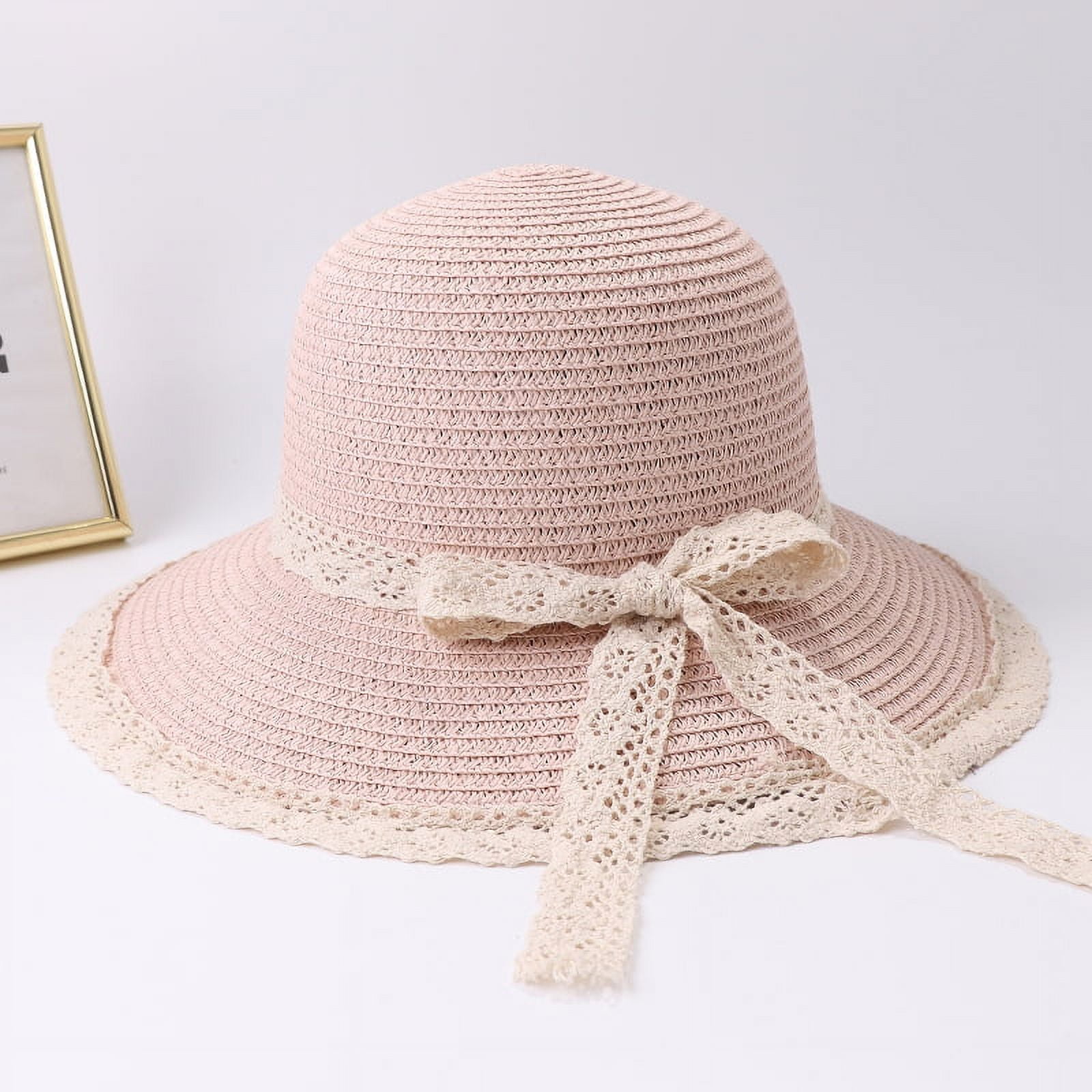 Hat With Ribbon Summer Bow Ribbon Sun Hat Panama Women's Cap Bonnet Beach Straw Hats ...