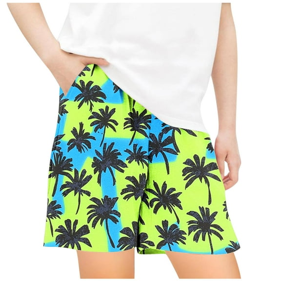 Summer Boys Beach Shorts Kids Casual Hawaiian Shorts Funny Graphic Elastic Waist Short Pants with Pocket Beachwear 7-8T