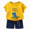 thumbnail image 1 of Summer Boys Girls 2 Piece Outfits Toddler Boy Clothes Sets Cute Summer Surf Print T-Shirt and Beach Print Shorts Outfit, 1 of 6