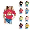 thumbnail image 1 of Summer Boys Girls Casual Loose Short Sleeve Tee Tops 3D Print Graphic Fun Shirts for Kids 6-16 Years, 1 of 5