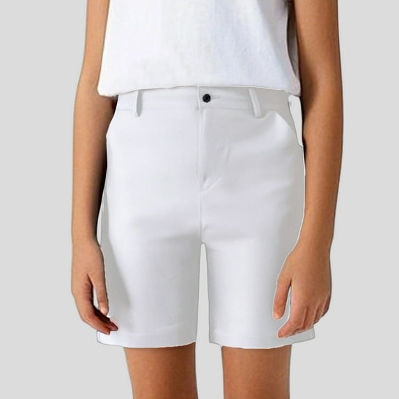 Summer Boys' Large Sized Suit Shorts In Solid Color With Buttons Casual And Formal Five Inch Mid Length Pants For School Performance Pants