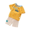 thumbnail image 1 of Summer Boys' New Letter All Over Bear Short Sleeve Set Summer Boys' Casual Fashion Shorts Two Piece Set, 1 of 5