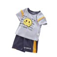 thumbnail image 1 of Summer Boys' New Letter Smiling Face Short Sleeve Set Summer Men's Treasure Round Neck T-shirt Casual Shorts Two Piece Set, 1 of 5