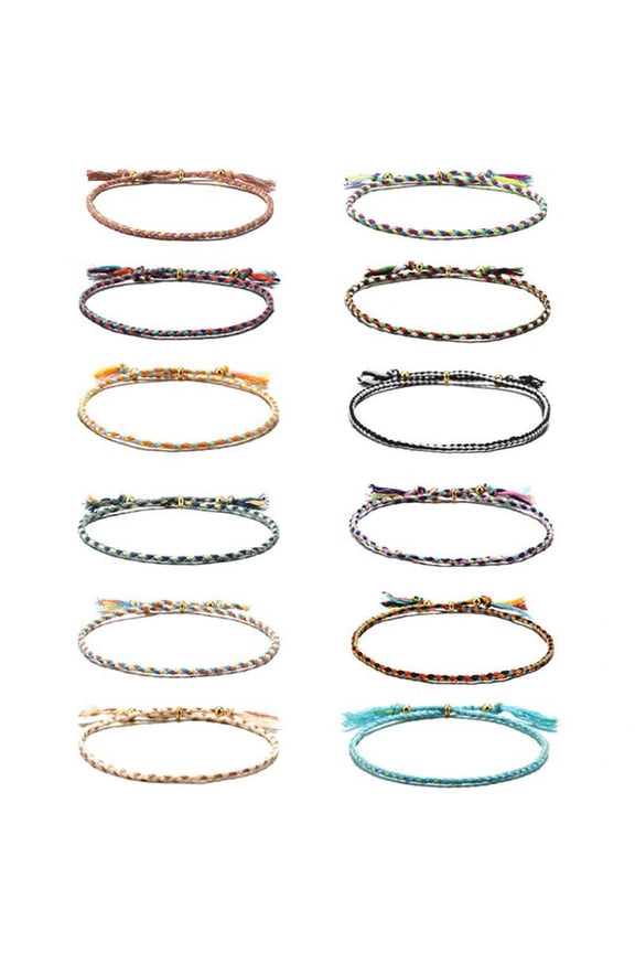 Summer Bracelets Set Bohemian Surfer Chain Waterproof Handmade Beaded Adjustable Rope Ankle Bracelet