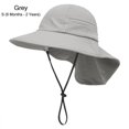 thumbnail image 1 of Summer Breathable Beach Hat Large Brim with Neck Flap Sun Protection Hat Beach Play Hat Kids Sun Hat GREY S (6 MONTHS - 2 YEARS), 1 of 8