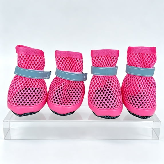 Summer Breathable Dog Shoes, Breathable Mesh Dog Boots, Reflective Adjustable Non Slip Paw Protectors for Small Dogs Summer Hot Pavement