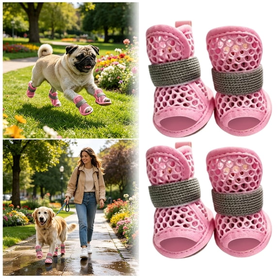 Summer Breathable Dog Shoes For Small Dogs, Breathable Mesh Dog Boots For Summer Hot Pavement, Non Paw Protectors For Small Dogs Cat Puppy ,A - 5Cm