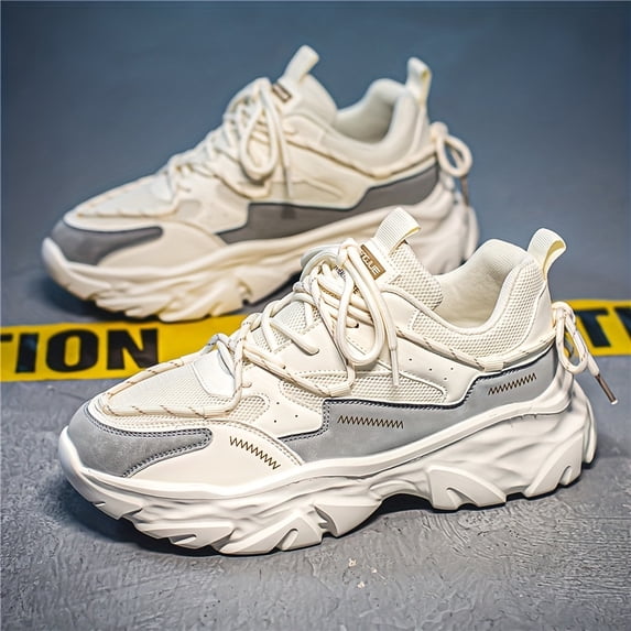Summer Breathable Men's Shoes 2023 New Mesh Height-Increasing Vintage Dad Shoes Trendy Men's Casual Ins Thick-Sole Shock-Absorbing Sneakers for Teens Versatile Anti-Slip Anti-Odor Outdoor Travel Uniq