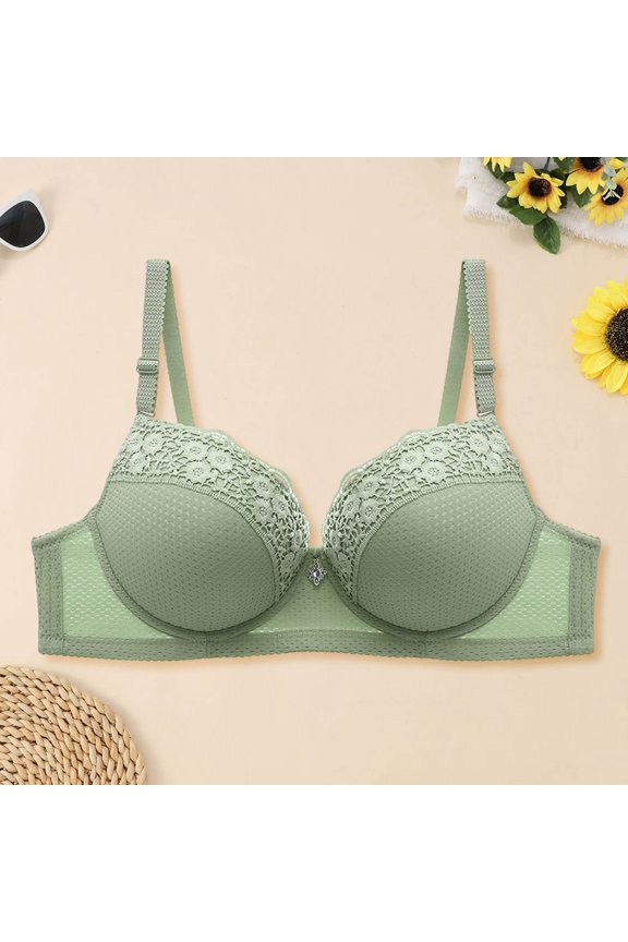 Summer Breathable Underwire Bra Full Coverage Support Shaping Plus Size Comfort Everyday Wear, 46, Green