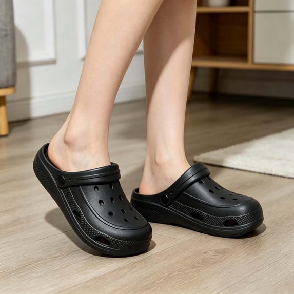 Summer Breathable Unisex Clogs with Arch Support, Lightweight Garden Beach Shoes for Women and Men(Black,7.5)