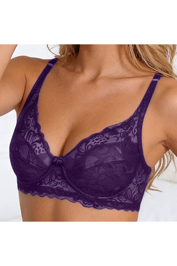 Summer Breathable Wirefree Foam Cup Bra with Adjustable Support and Soft Padding for Everyday Comfort in Any Season, 100D, Purple