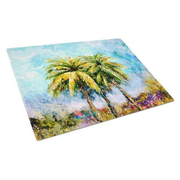 Summer Breezes Palm Tree Glass Cutting Board 12 in x 15 in