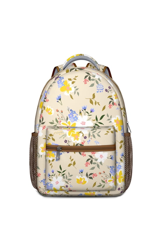 Summer Bright Floral Print Backpack - Waterproof Stylish Bookbag for College