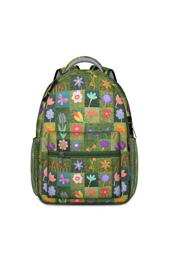 Summer Bright Floral Print Backpack - Waterproof Stylish Bookbag for College