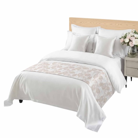 Summer Brown Sea Shell Bed Runner for Cal King Size Bed, Nautical Coastal Abstract Ocean Seashell Soft Bedding Scarf Bedding Protector Slipcover Sofa Throw for Bedroom Hotel Guesthouse