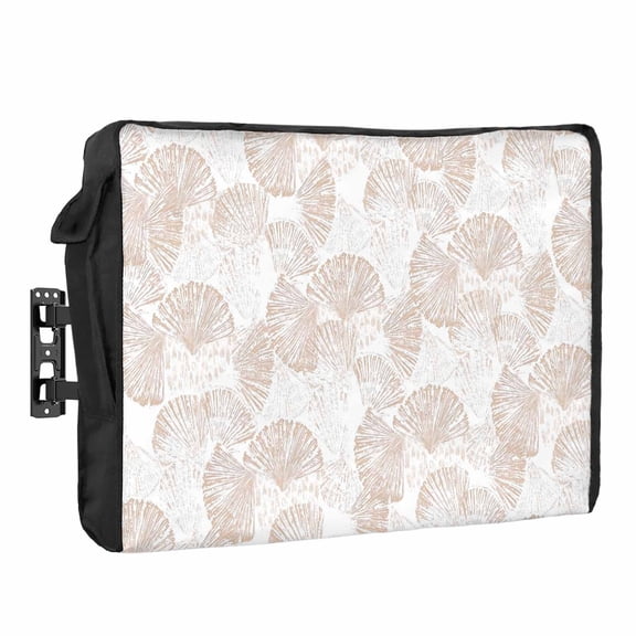 Summer Brown Sea Shell Waterproof Outdoor TV Cover, Nautical Coastal Abstract Ocean Seashell Outside Weatherproof TV Enclosures for 80 to 85 Inch LCD Television Shield Flat Screen Protectors