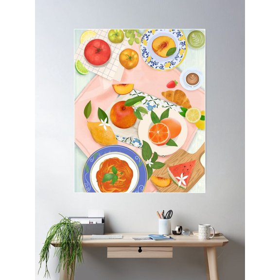 Summer Brunch Poster Wall Art, Modern Wall Decor For Living Room Bedroom, 8x12 UNFRAMED