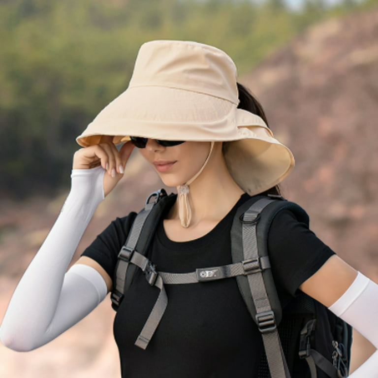 Summer Bucket Hats for Women Big Brim Outdoor Eye Protection Sunscreen Cap  Sun Hat,Beige