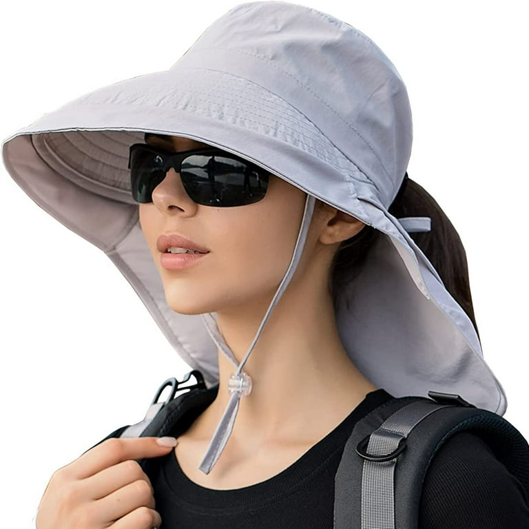 Summer Bucket Hats for Women Big Brim Outdoor Eye Protection Sunscreen Cap  Sun Hat,Light gray