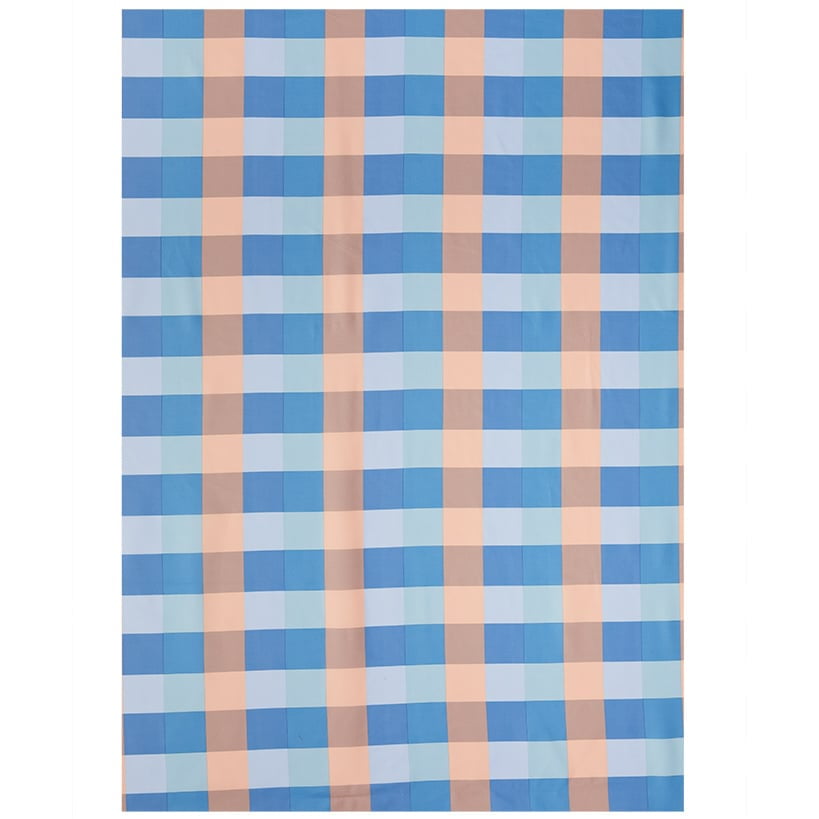 Summer Buffalo Plaid Blue and Beige Polyester Shower Curtain