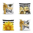 thumbnail image 1 of Summer Bumble Bee Happy Bee Kind Decorative Throw Pillow Covers 18x18, Spring Black White Buffalo Plaid Honey Cushion Case Decor, 1 of 4
