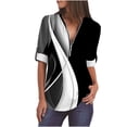 thumbnail image 1 of Summer Business Casual Tops for Women Half Sleeve Zipper V Neck Tunic Shirts Solid Printed Work Office Pullover Tees Shirts Ladies Loose Dressy Casual Chiffon T-Shirt Blouse 2023, 1 of 4