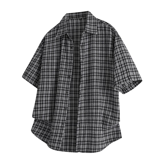 Summer Business Shirts for Mens Fashion Plus Size Casual Short Sleeve Vintage Beach Summer Button Blouse Shirt