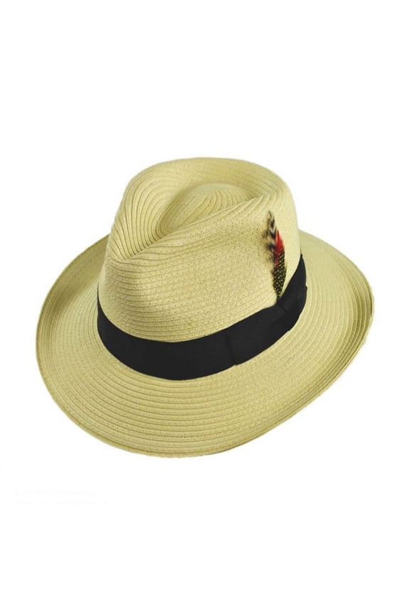 Summer C-Crown Toyo Straw Fedora Hat - S - Natural